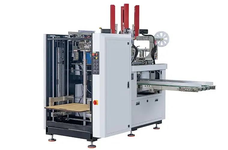 front view of automatic quad-head corner taping device for rigid box production