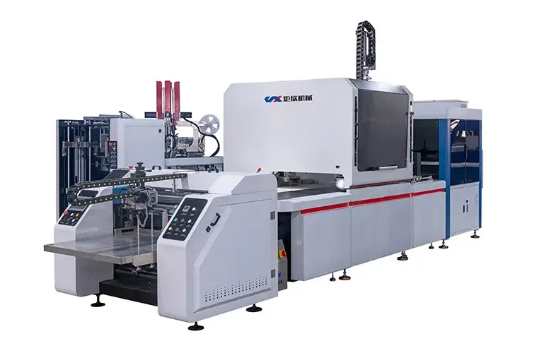 Fully automatic rigid box forming machine with visual alignment for luxury packaging boxes